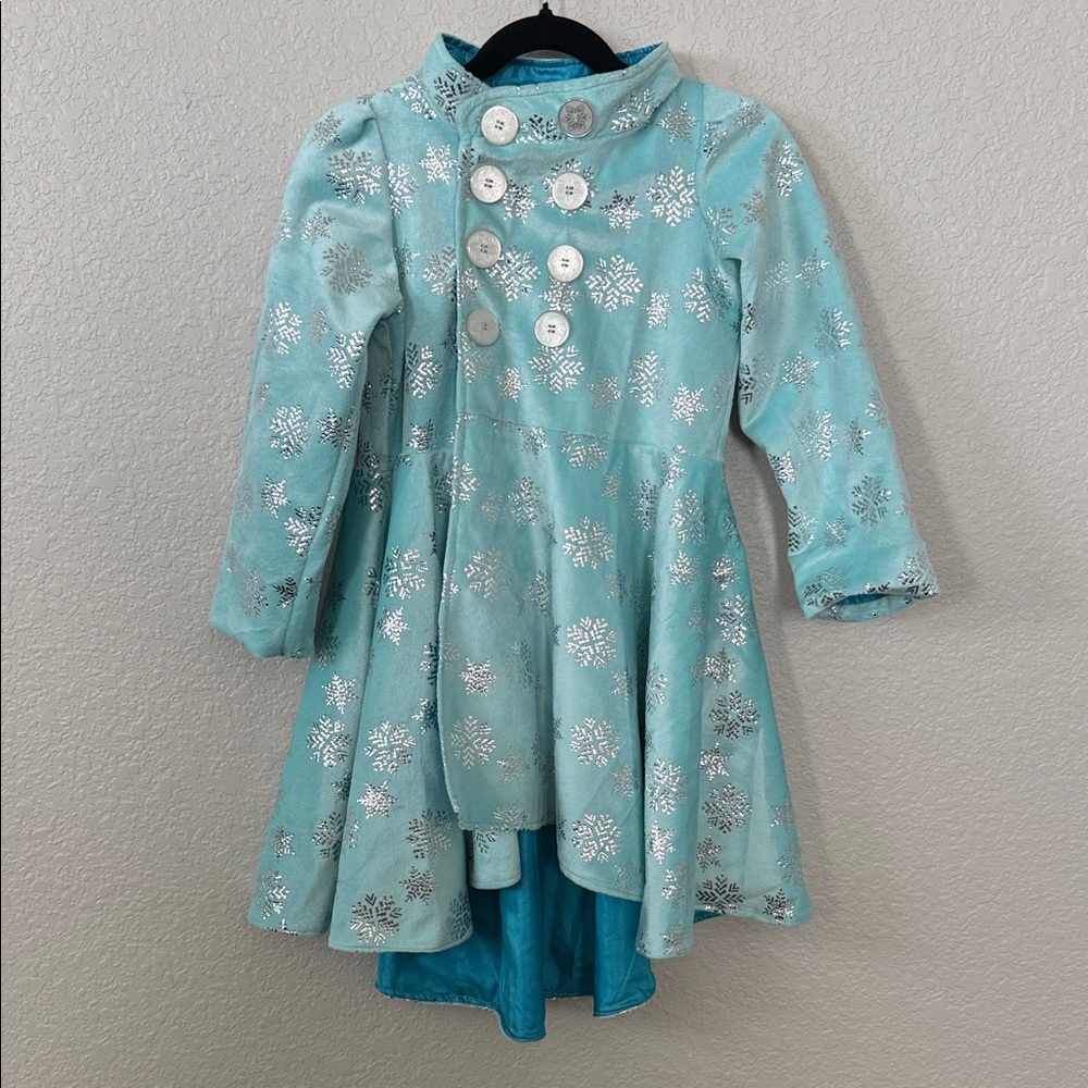 Stylish Kids Pea Coat in Light Blue with Snowflakes Elsa Frozen Disney jacket